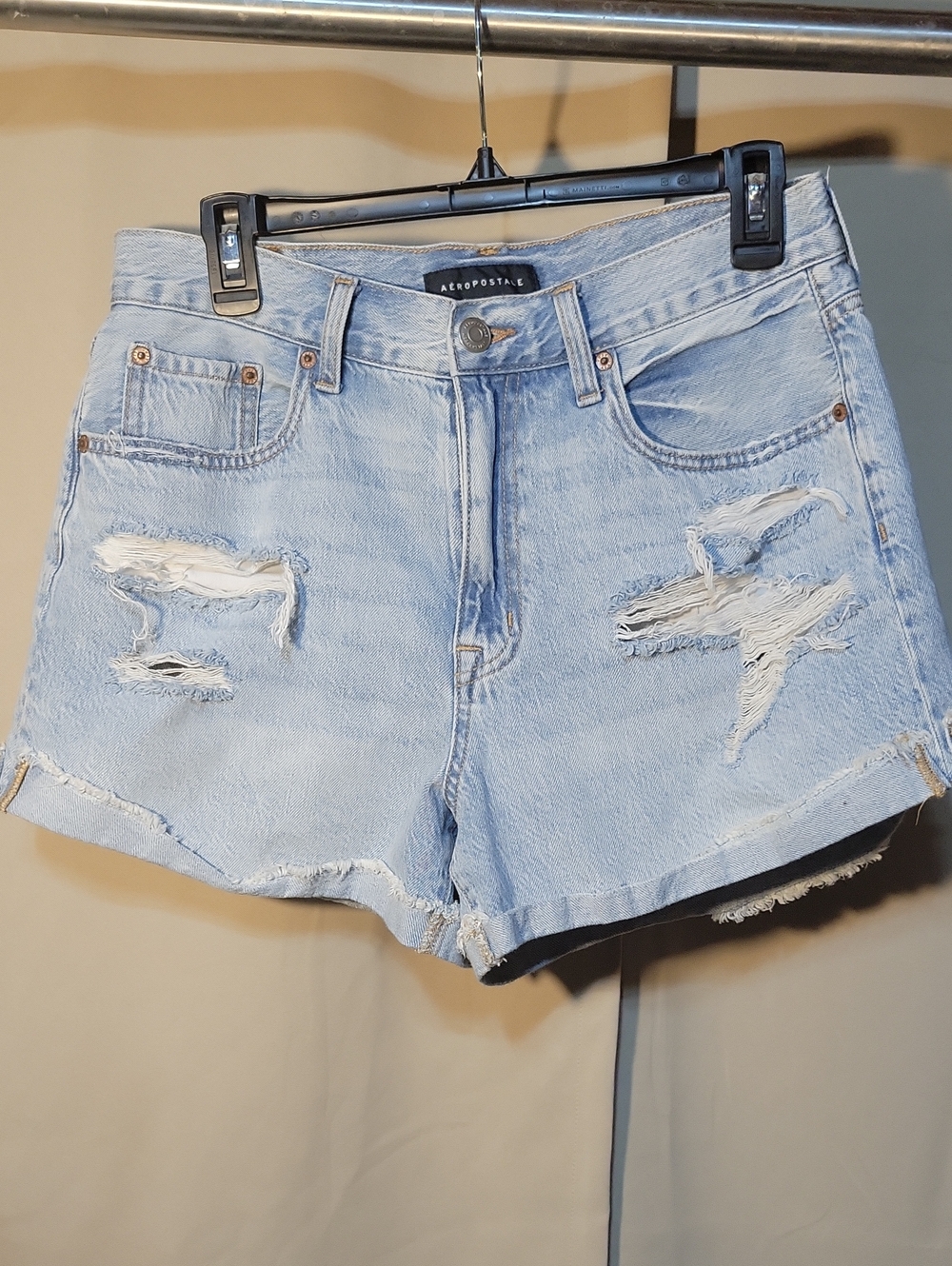 Aeropostale Light Wash Distressed Denim Shorts